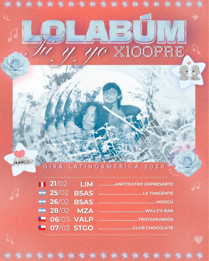 Flyer del tour Latinoamericano de la banda ecuatoriana Lolabúm.