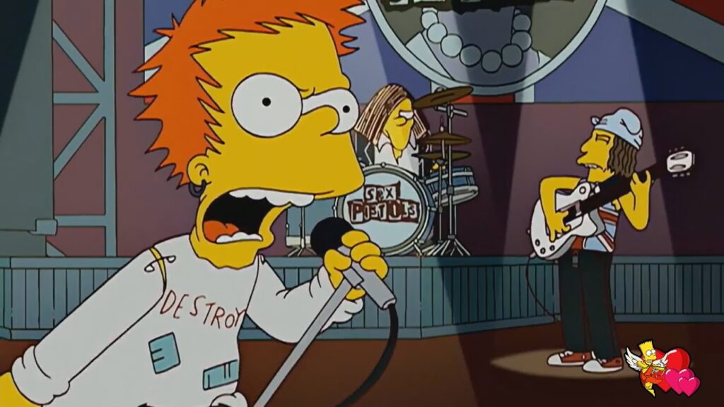 Bart Simpsons como Johnny Rotten de los Sex Pistols